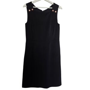 Ivanka Trump Black Sleeveless Dress with Gold Buttons